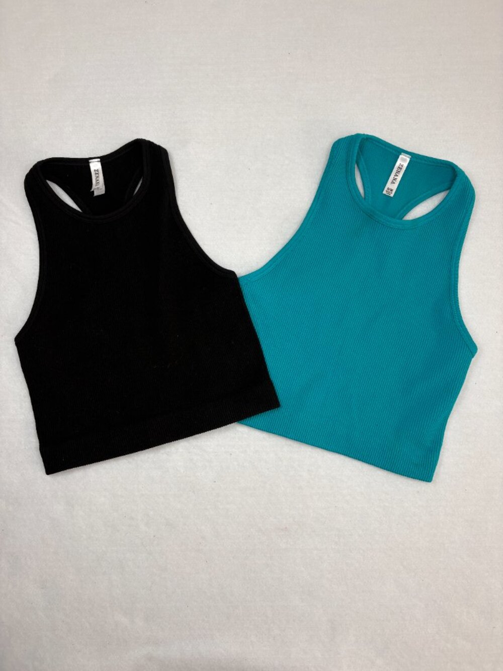 Zenana Ribbed Seamless High Neck Crop Tanks Bundle Athleisure Sporty Y2K S/M